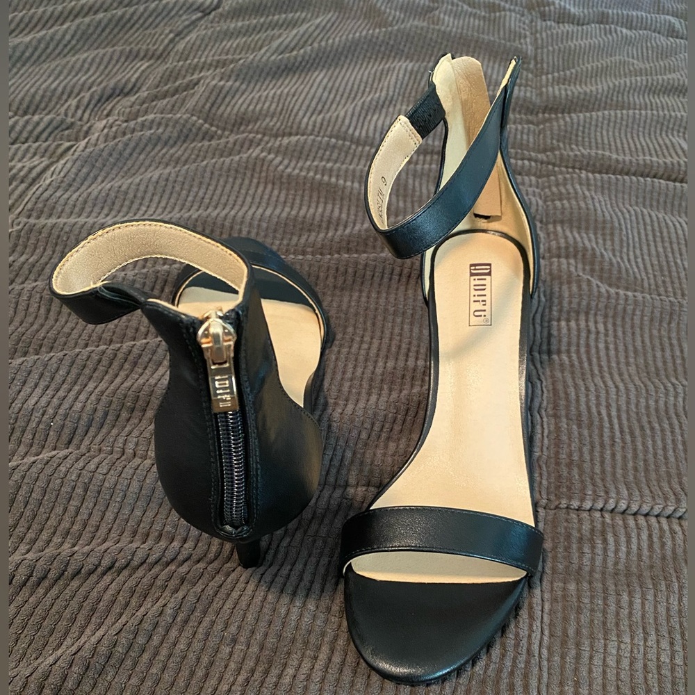 Black leather dress sandals